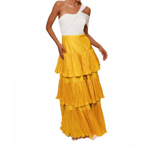 HUTCH Dresses & Skirts - NEW HUTCH rhea one-shoulder maxi dress in white/gold